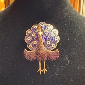 Antique/Vintage Enameled Peacock Pin